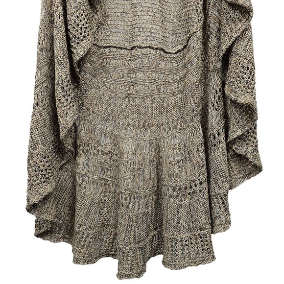 Womens Open Front Knit Cardigan 2X Browns Gold Metallic Threading Sleeveless - Picture 8 of 16